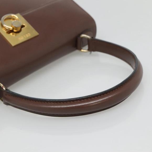 CELINE Hand Bag Leather Brown Gold Auth mr1262 - Picture 7 of 16